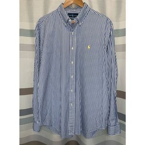 2/$20 Ralph Lauren Classic Fit Men’s White & Blue Stripe Long Sleeve Shirt